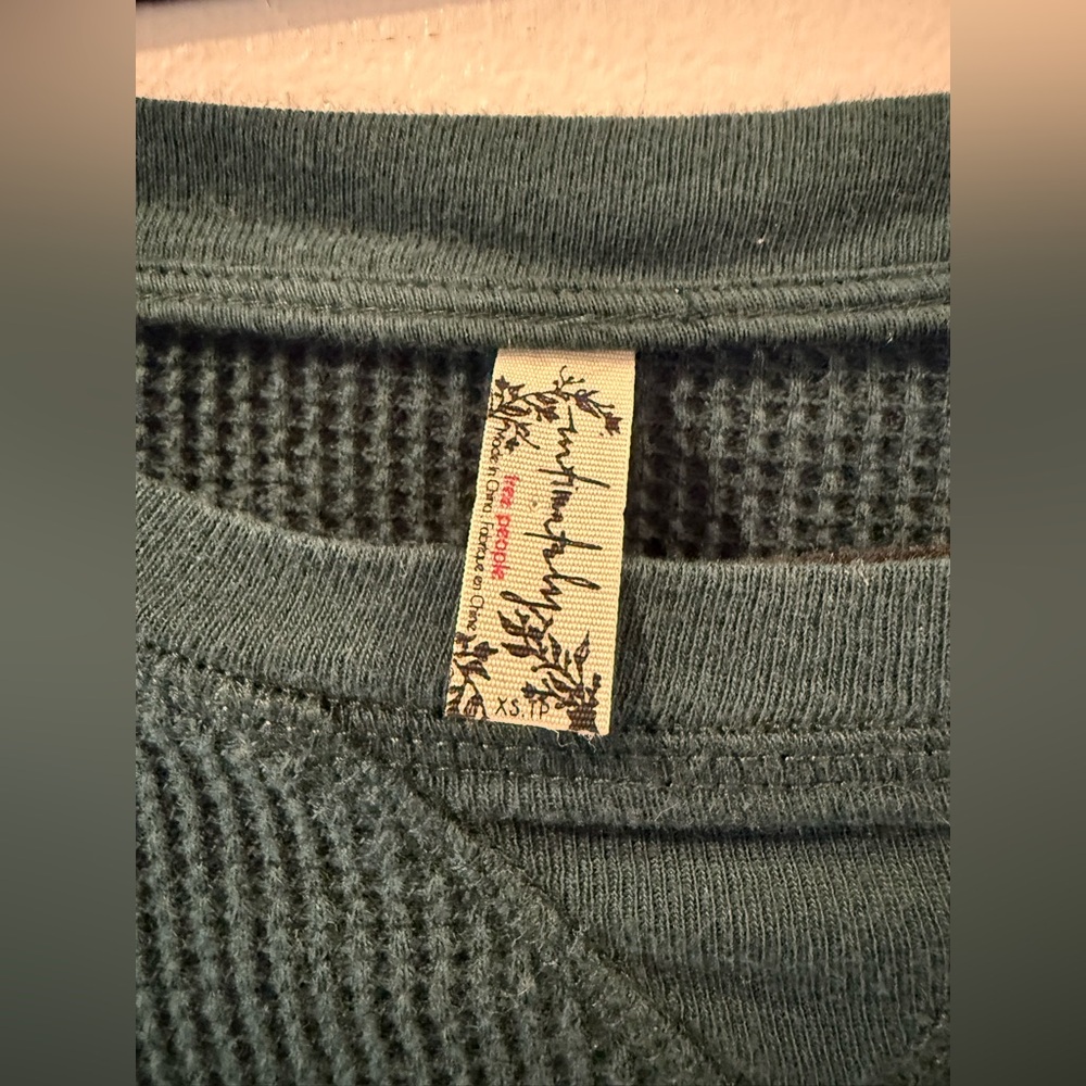 Free People Olive Waffle Knit Top - Picture 2 of 2
